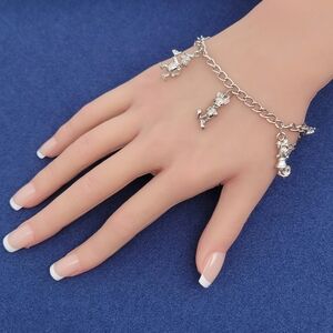 Disney Charm Bracelet Donald Goofy Mickey Minnie Pluto Size 6.75